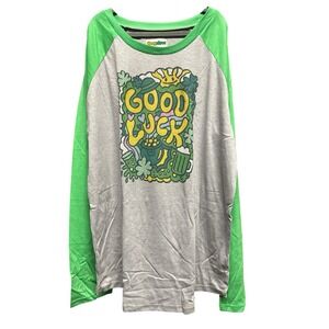 Tipsy Elves St. Patrick's Day Raglan Shirt NWT Good Luck Shamrock Irish Vibes XL